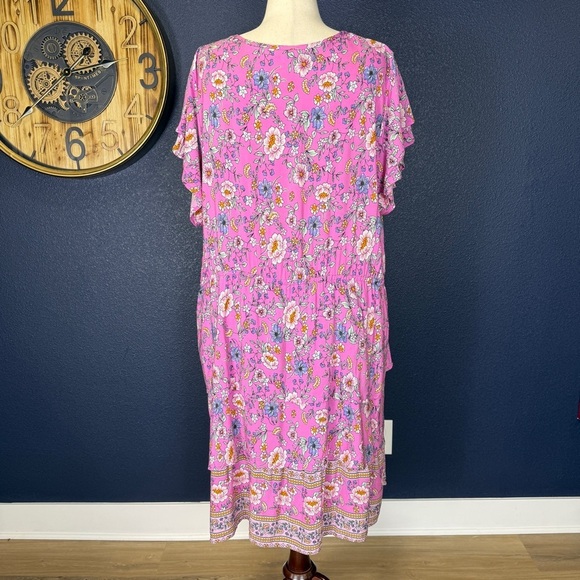 Proud Poppy "Eliza" Plus Size Pink Floral Ruffle Tiered Dress, Size 22 - Picture 5 of 9